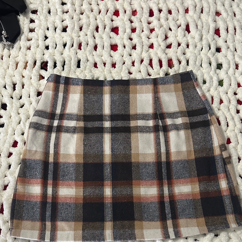 Plaid Mini Skirt - Brown and Black